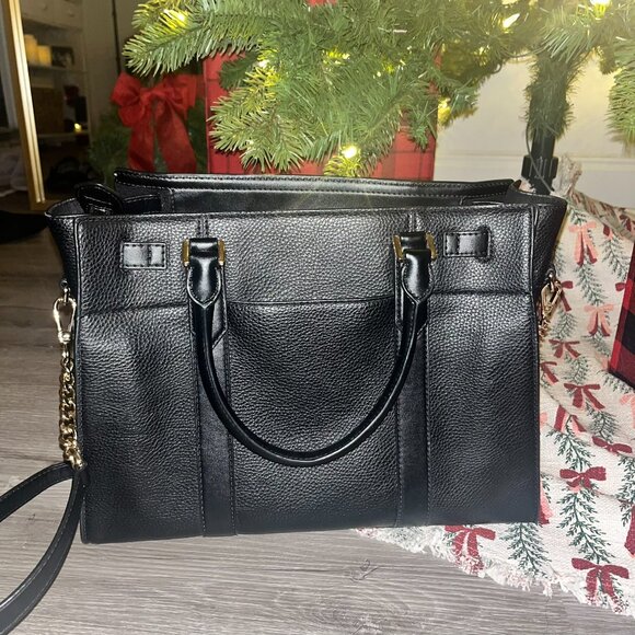 Michael Kors Black Pebbled Leather Nouveau Hamilton Satchel - Picture 5 of 7